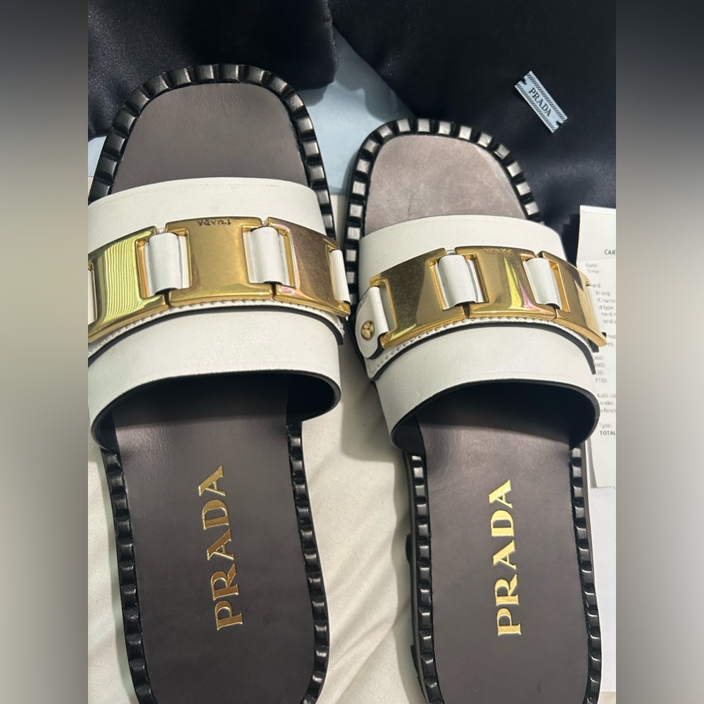 PRADA Calzature Donna Vit Natural Blanco Leather